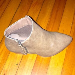 Just FAB tan booties never worn excellent condition